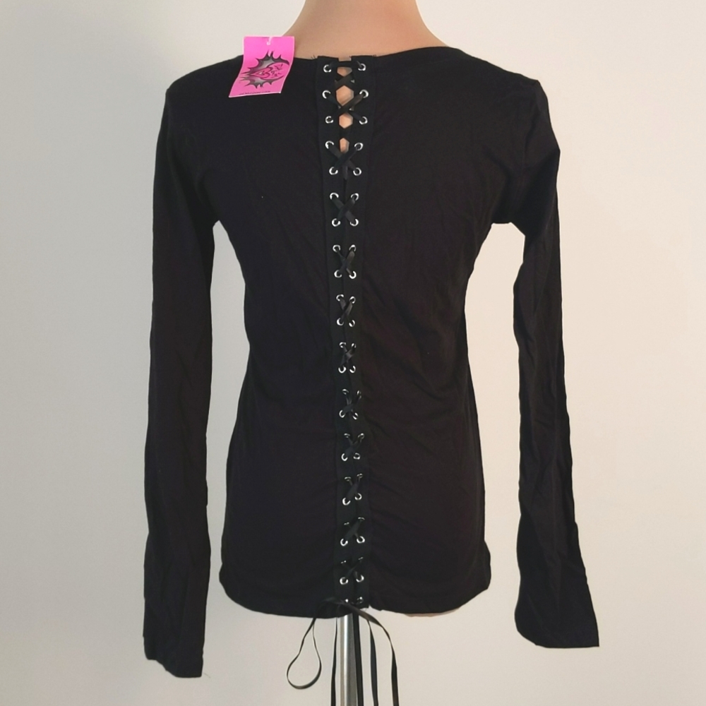 Demi Loon Lace Up Back Shirt, L, NWT